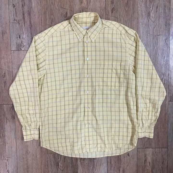 [BUNJANG] Ermenegildo Zegna Check Cotton Shirt / 에르메네질도 제냐 버튼 다운 체크 코튼 셔츠 옐로우 L