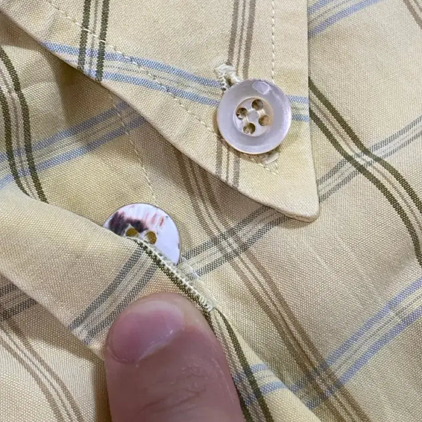 [BUNJANG] Ermenegildo Zegna Check Cotton Shirt / 에르메네질도 제냐 버튼 다운 체크 코튼 셔츠 옐로우 L