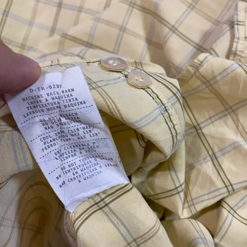 [BUNJANG] Ermenegildo Zegna Check Cotton Shirt / 에르메네질도 제냐 버튼 다운 체크 코튼 셔츠 옐로우 L