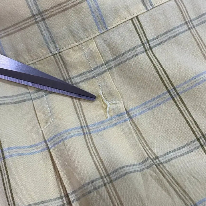 [BUNJANG] Ermenegildo Zegna Check Cotton Shirt / 에르메네질도 제냐 버튼 다운 체크 코튼 셔츠 옐로우 L