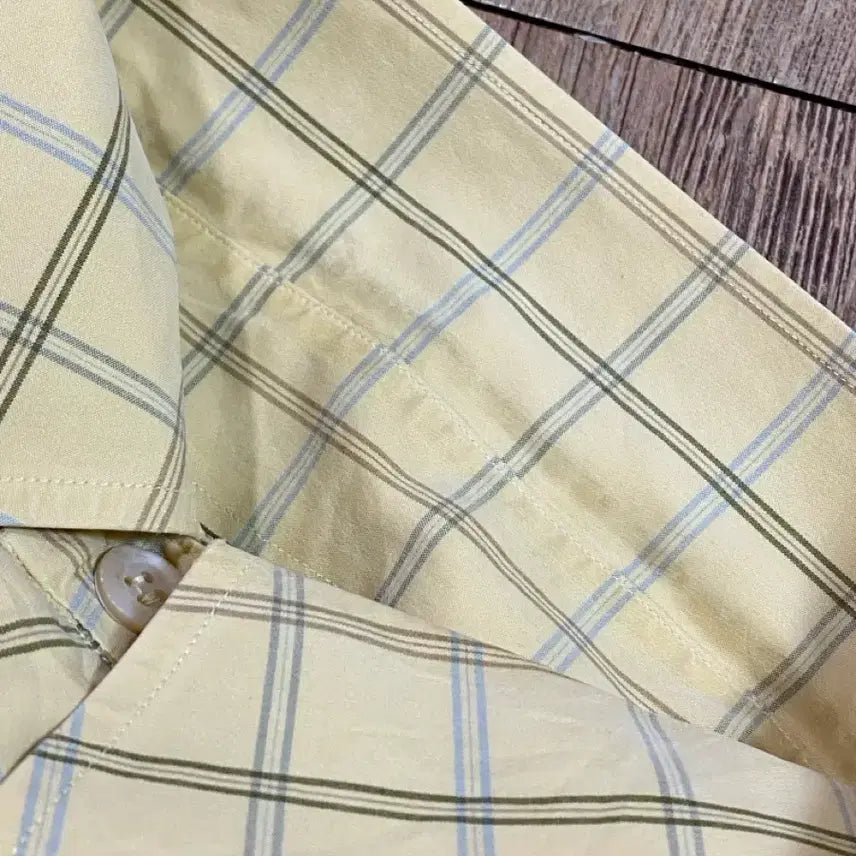[BUNJANG] Ermenegildo Zegna Check Cotton Shirt / 에르메네질도 제냐 버튼 다운 체크 코튼 셔츠 옐로우 L