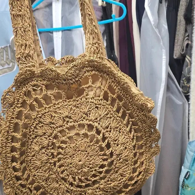 [BUNJANG] Knitted Tote Bag - Brown / 니트 뜨개 가방 토트백 브라운
