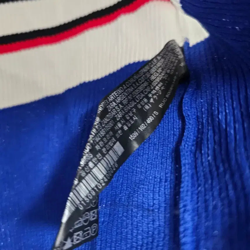 [BUNJANG] ZARA Blue Stripe Cropped Knit / 자라 ZARA 블루 스트라이프 크롭 니트