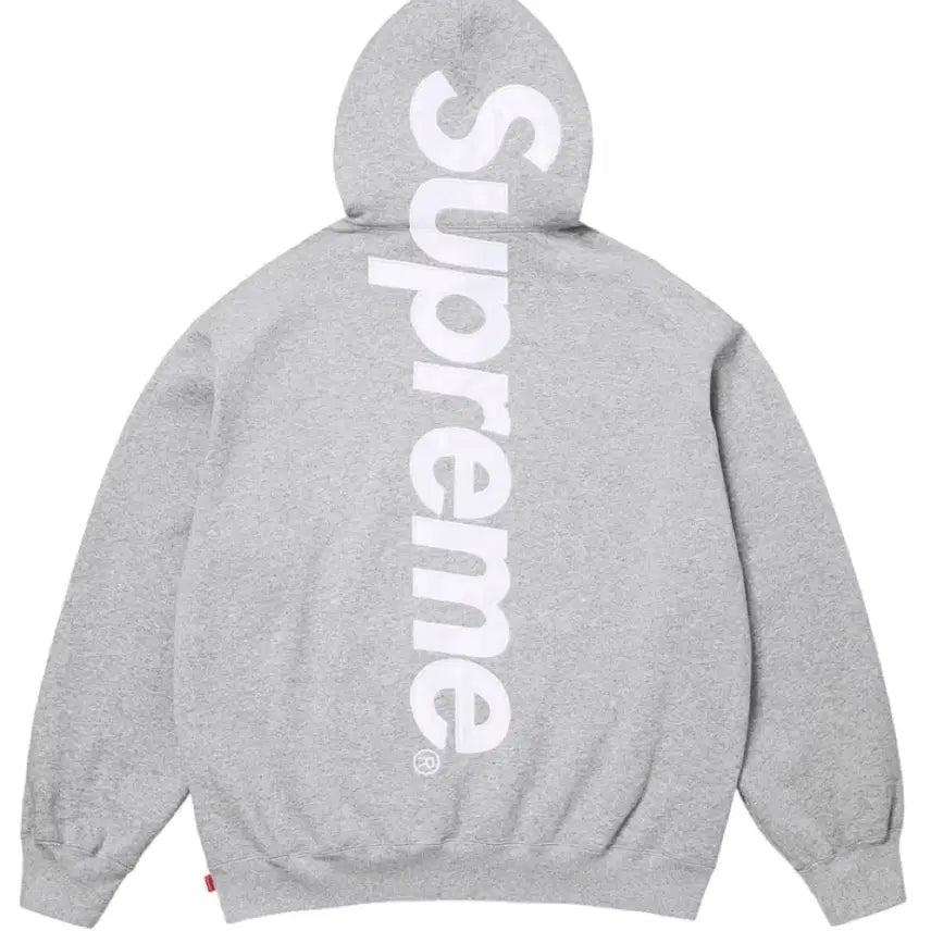 [BUNJANG] Supreme Satin Appliqué Hooded Sweatshirt Heather Grey L / 슈프림 사틴 아플리케 후드 후드티 헤더 그레이 L 26SS