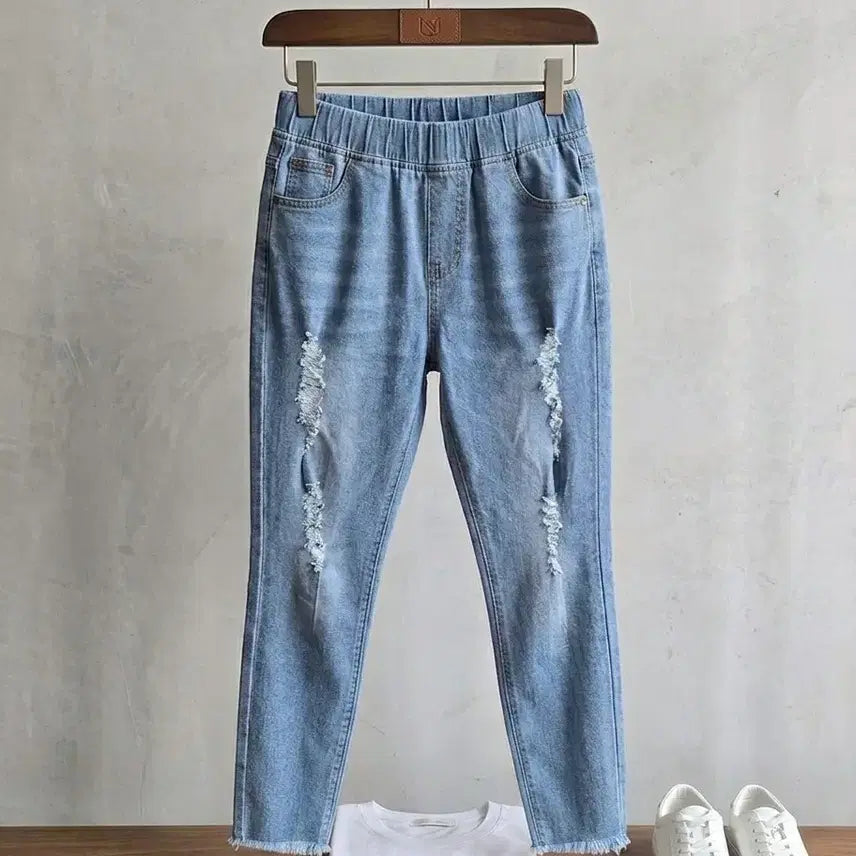 [BUNJANG] Light Wash Ripped Denim Pants / 새상품 연청데님 바지