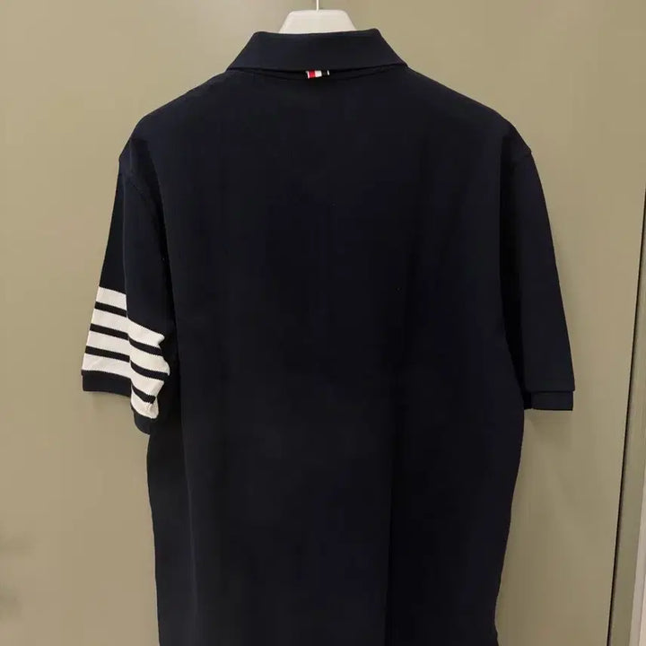[BUNJANG] Thom Browne Striped Sleeve Waffle Collar Polo Shirt Size 5 / 톰브라운 사선 완장 와플 카라티 5사이즈