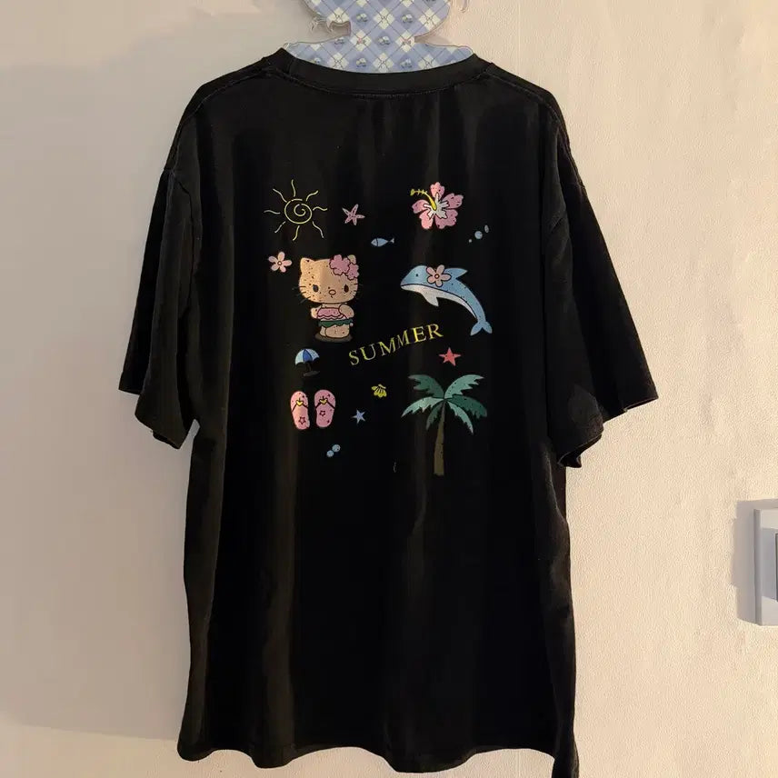 [BUNJANG] Kitty Washed Half-Sleeve T-Shirt Vintage / 키티 워싱 반팔티 빈티지