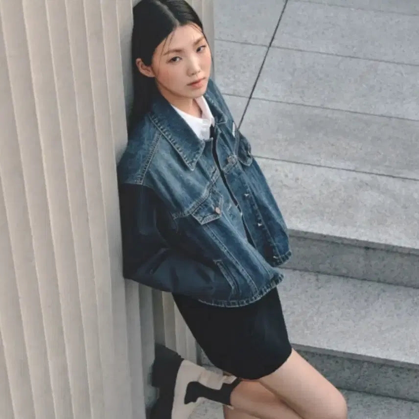 [BUNJANG] Nice Clab Woven Patch Denim Jacket / 나이스클랍 우븐 패치 데님 자켓23SS