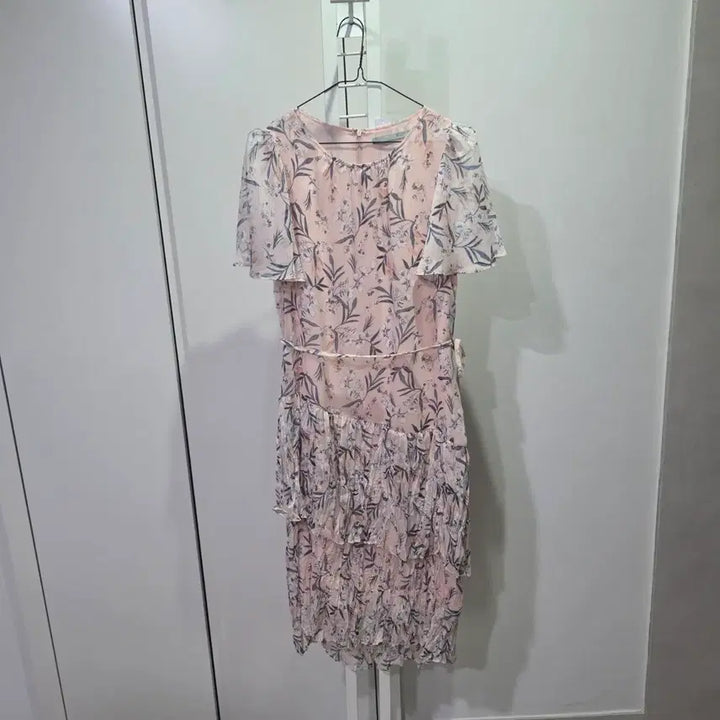 [BUNJANG] Jigott Flower Chiffon Pink Tiered Dress / 지컷 플라워 쉬폰 핑크 캉캉 원피스