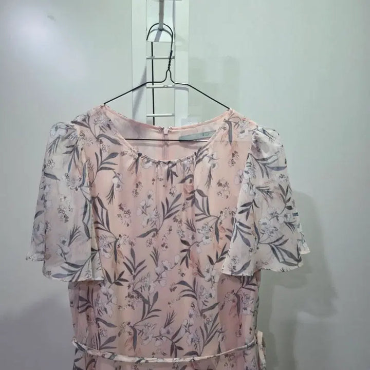 [BUNJANG] Jigott Flower Chiffon Pink Tiered Dress / 지컷 플라워 쉬폰 핑크 캉캉 원피스