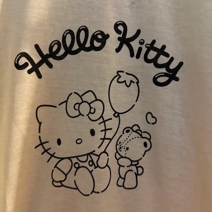 [BUNJANG] Kitty Lace Long Sleeve Two-Piece Set Vintage / 키티 레이스 긴팔티 투피스 빈티지