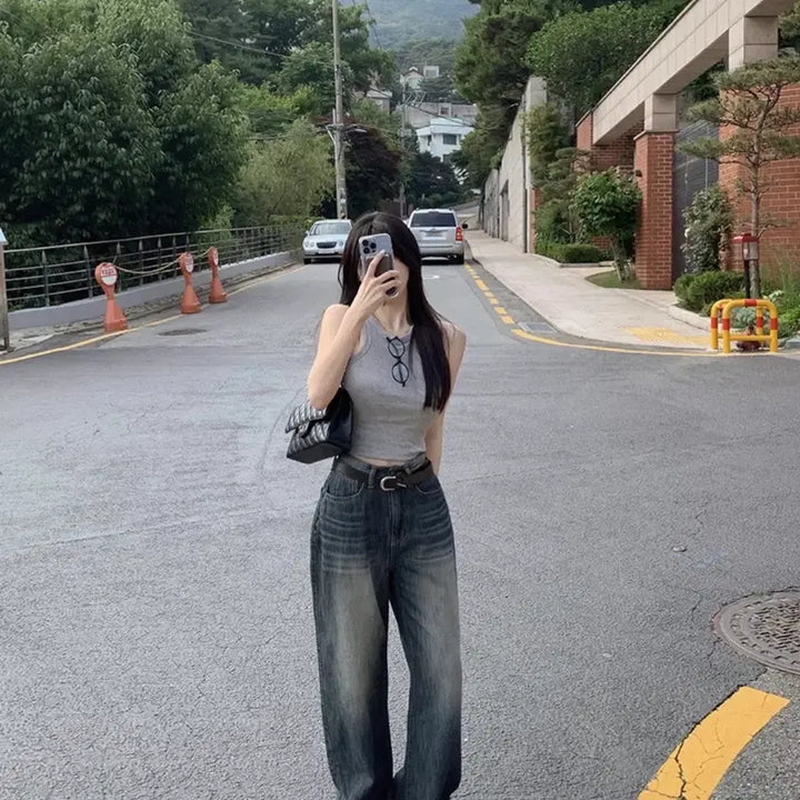 [BUNJANG] HINEC Ringeau Denim Wide Pants (Long Version, Size L) / 히니크 리고 데님 와이드 팬츠 진청 롱버전 L 사이즈 팝니다!