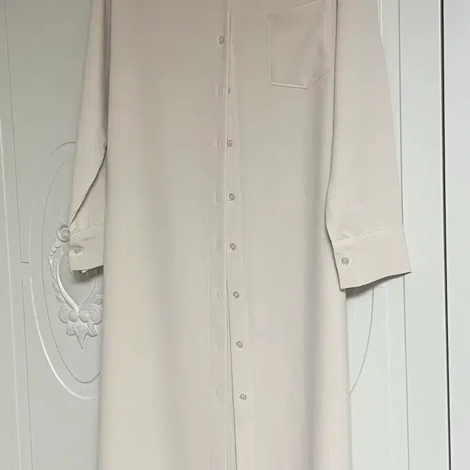 [BUNJANG] Long Shirt Dress - Ivory / 셔츠 롱 원피스