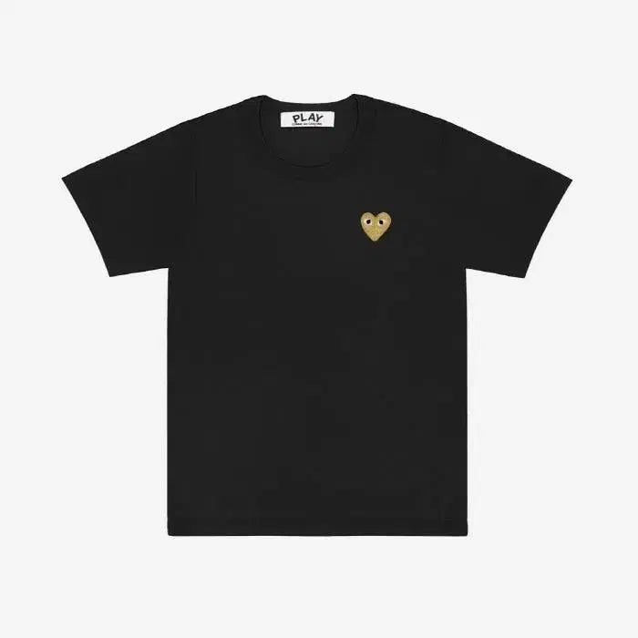 [BUNJANG] Comme des Garçons Gold Emblem Heart Short Sleeve T-Shirt Black 2XL New / 꼼데가르송 금장 와팬 하트 반팔 티셔츠 블랙 2XL 새상품