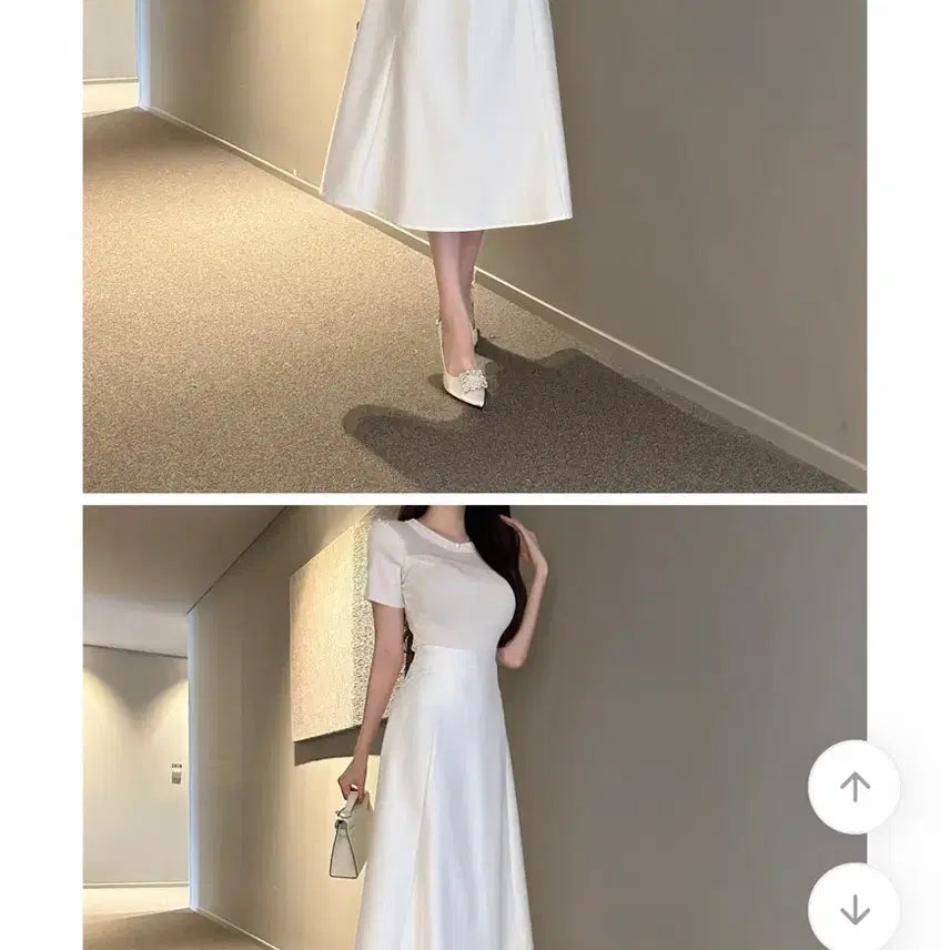 [BUNJANG] Rachel Glossy Flare Skirt White / 라첼 글로시 플레어 스커트 화이트s