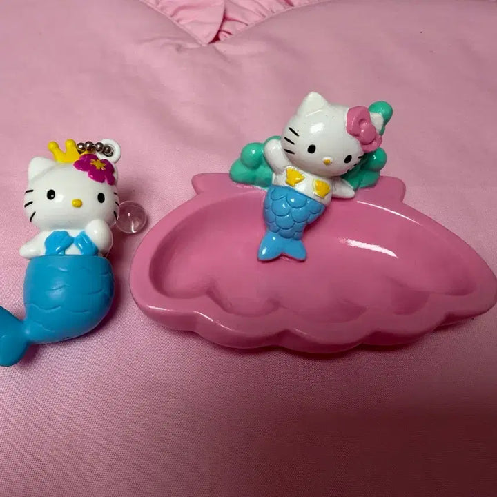 [BUNJANG] Vintage Hello Kitty Mermaid Tray + Keychain Set / 고전 키티 인어 트레이 + 키링 세트