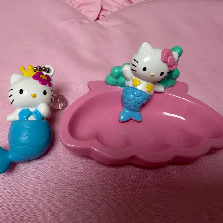 [BUNJANG] Vintage Hello Kitty Mermaid Tray + Keychain Set / 고전 키티 인어 트레이 + 키링 세트