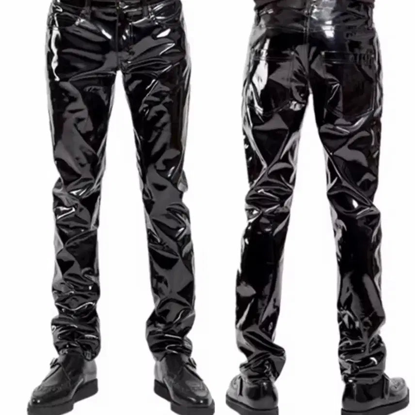[BUNJANG] Black Enamel Coated Pants / 블랙 에나멜 코팅 바지