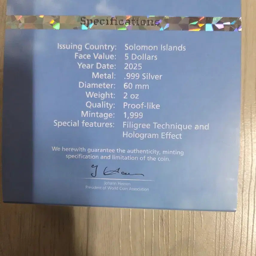 [BUNJANG] Solomon Islands $5 Silver Coin 2025 (Sealed) / 솔로몬 제도 2025년 5달러 은화 (미개봉)