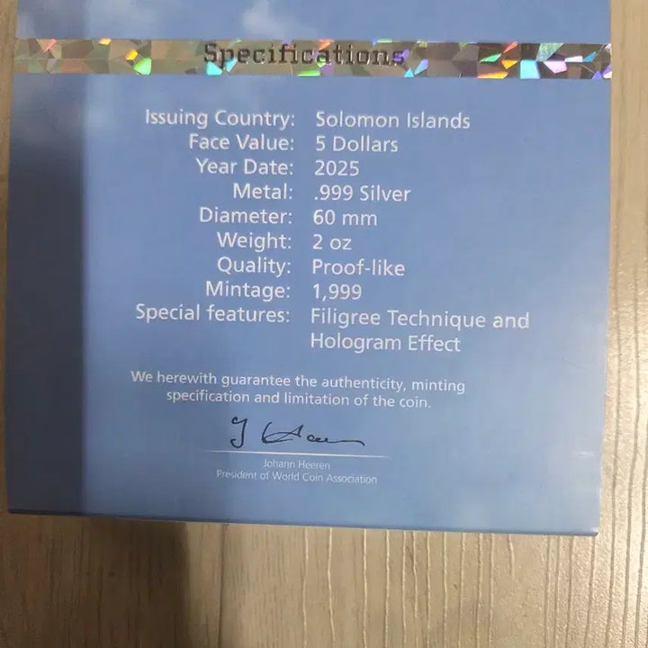 [BUNJANG] Solomon Islands $5 Silver Coin 2025 (Sealed) / 솔로몬 제도 2025년 5달러 은화 (미개봉)