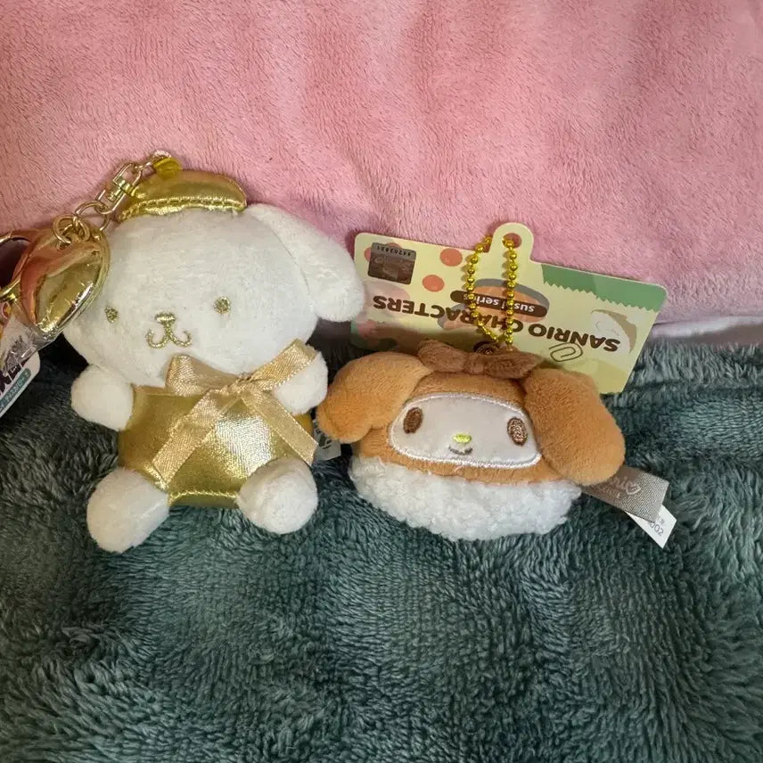 [BUNJANG] Sanrio Pompompurin &amp; Cinnamoroll Plush Keychain Set / 택있는새제품 산리오 폼폼푸린, 시나모롤 인형 키링