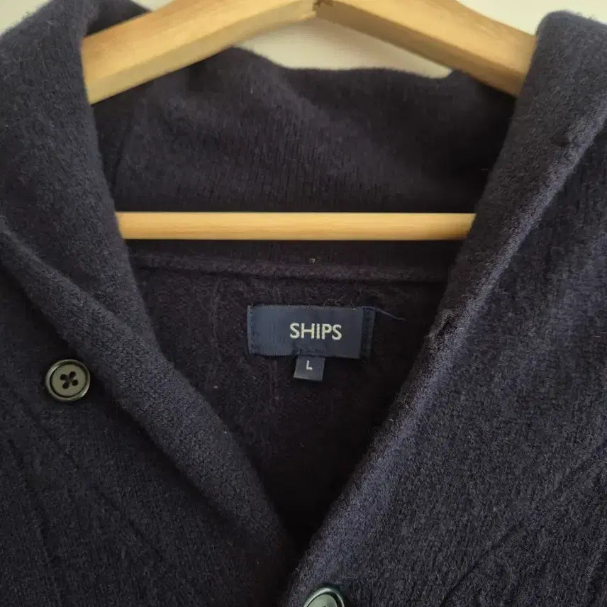 [BUNJANG] SHIPS Navy Shawl Collar Cable Knit Cardigan L / SHIPS 쉽스 네이비 숄카라 케이블 니트 가디건