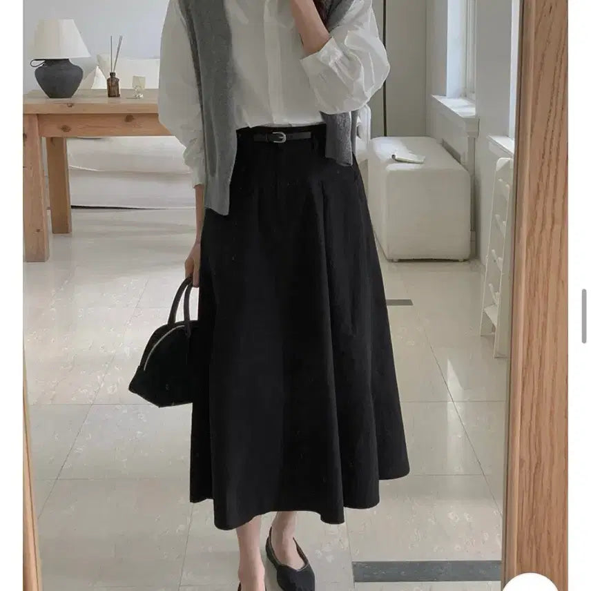 [BUNJANG] Gongu Woman Black Long Skirt Plus Size / 공구우먼 블랙 롱스커트 빅사이즈