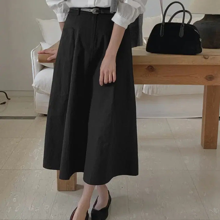 [BUNJANG] Gongu Woman Black Long Skirt Plus Size / 공구우먼 블랙 롱스커트 빅사이즈