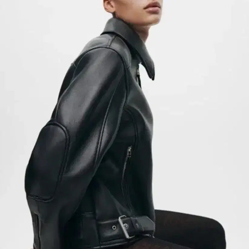 [BUNJANG] ZARA Faux Leather Jacket / 자라 페이크 레더자켓 가죽자켓 라이더자켓