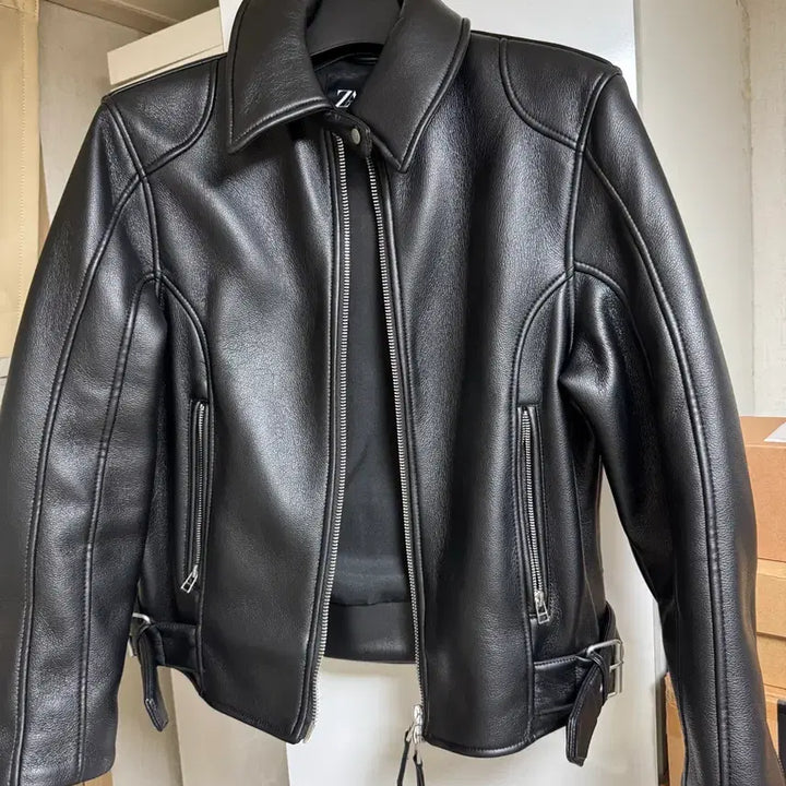 [BUNJANG] ZARA Faux Leather Jacket / 자라 페이크 레더자켓 가죽자켓 라이더자켓