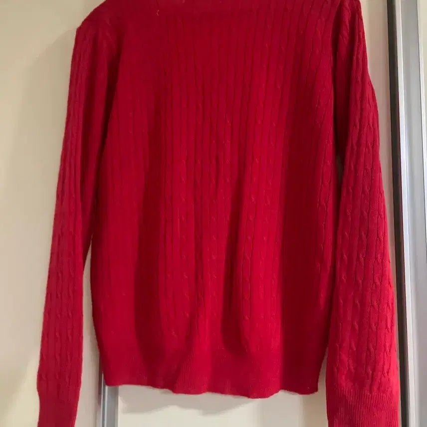 [BUNJANG] Red Cable Knit Cardigan / 레드  케이블 니트 가디건