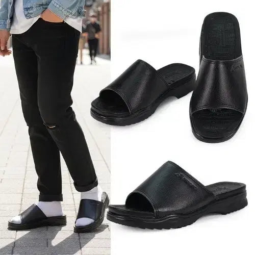 [BUNJANG] Generic Leather Slippers / 남성 발편한 가죽 슬리퍼
