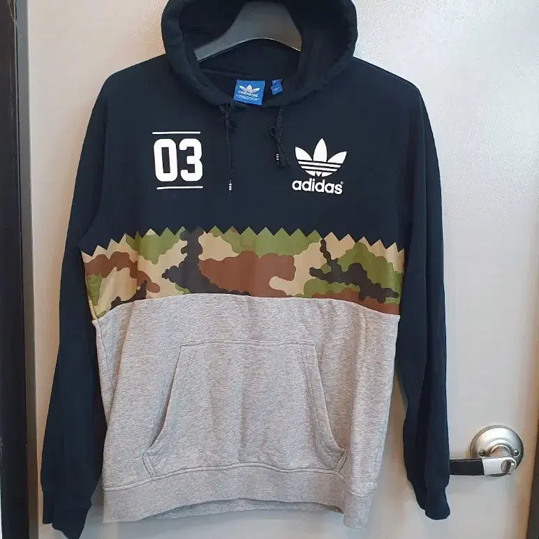 [BUNJANG] Adidas Camo Color Block Hoodie 105 / 아디다스 카모 배색 후드티105