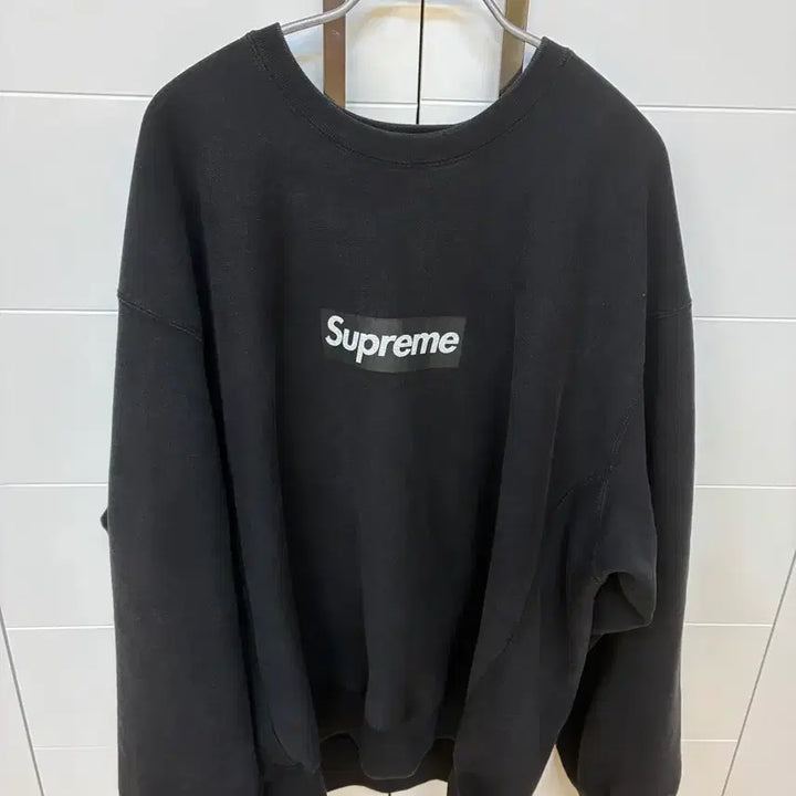[BUNJANG] Supreme Washed Box Logo Crewneck Black / 슈프림 워시드 박스 로고 크루넥 블랙