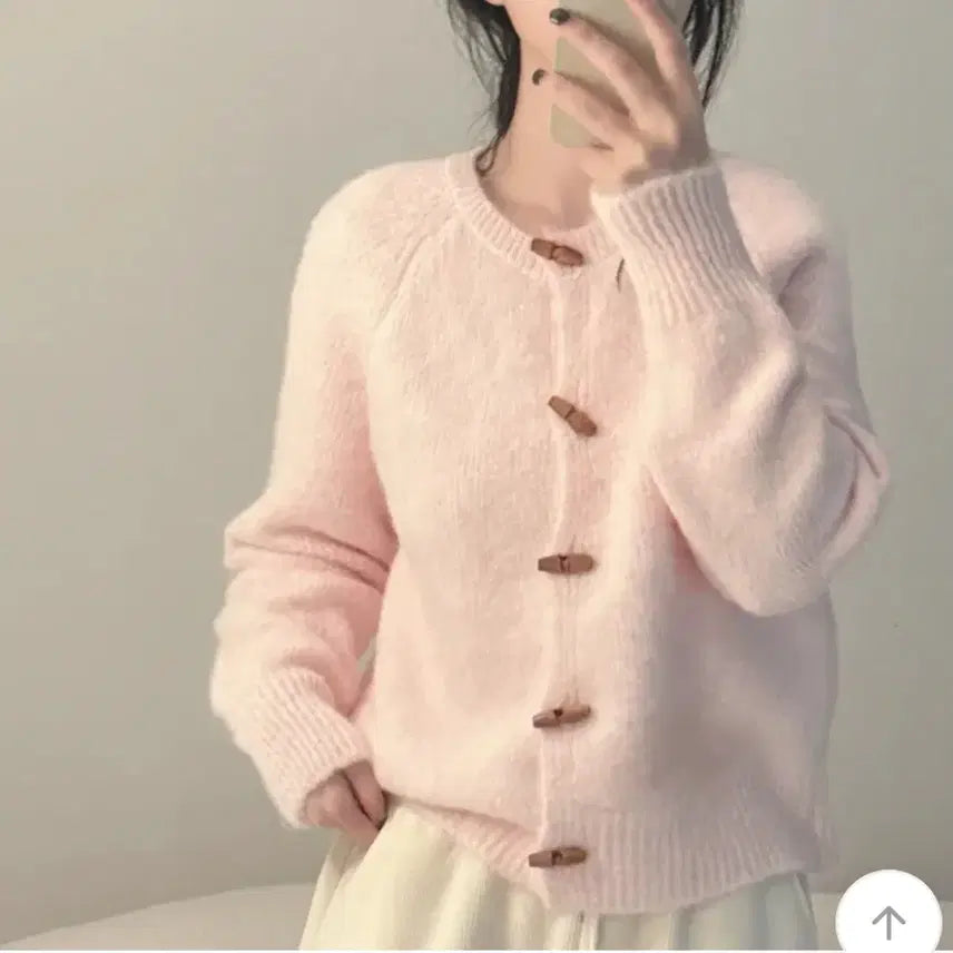 [BUNJANG] Pink Toggle Cardigan / 핑크 니트 떡볶이 가디건