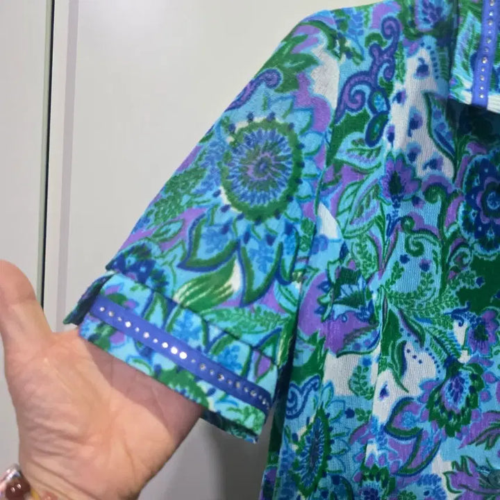 [BUNJANG] Choi Bok Ho Floral Pattern Short Sleeve Dress / 최복호 고급 플라워 패턴 반팔 원피스