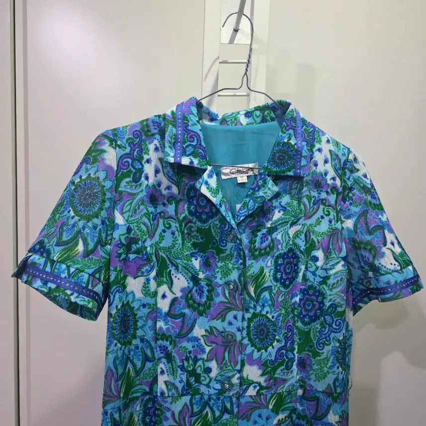 [BUNJANG] Choi Bok Ho Floral Pattern Short Sleeve Dress / 최복호 고급 플라워 패턴 반팔 원피스