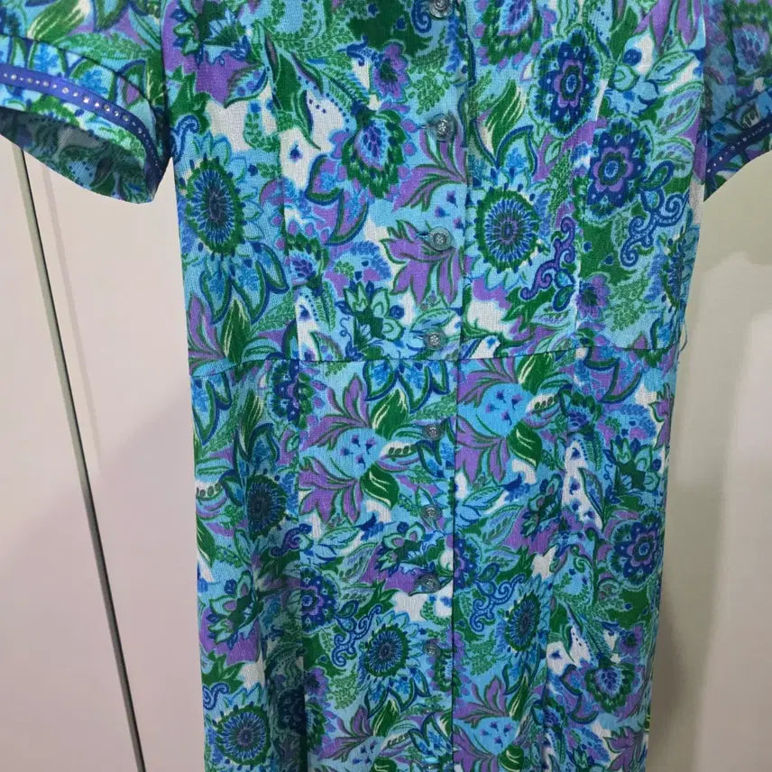 [BUNJANG] Choi Bok Ho Floral Pattern Short Sleeve Dress / 최복호 고급 플라워 패턴 반팔 원피스
