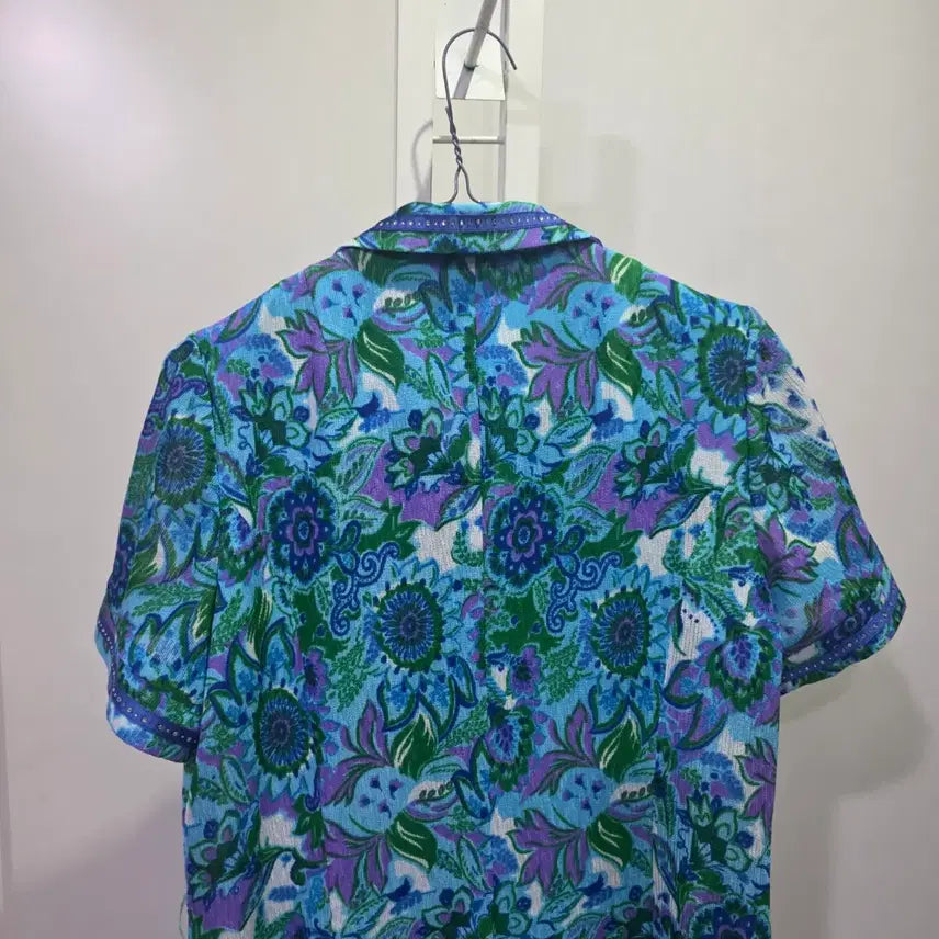 [BUNJANG] Choi Bok Ho Floral Pattern Short Sleeve Dress / 최복호 고급 플라워 패턴 반팔 원피스