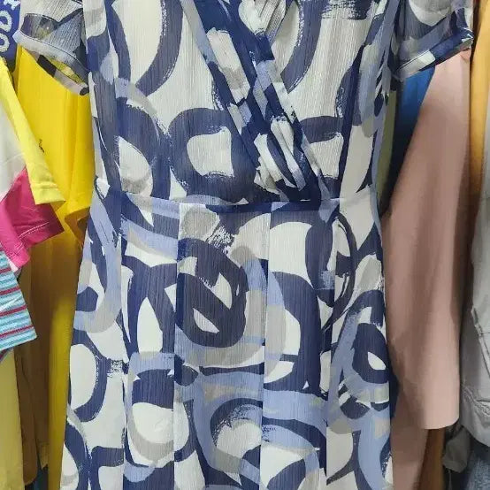 [BUNJANG] Crokydile Blue Tone Short Sleeve Long Dress / 크로크다일 반팔 원피스 블루톤