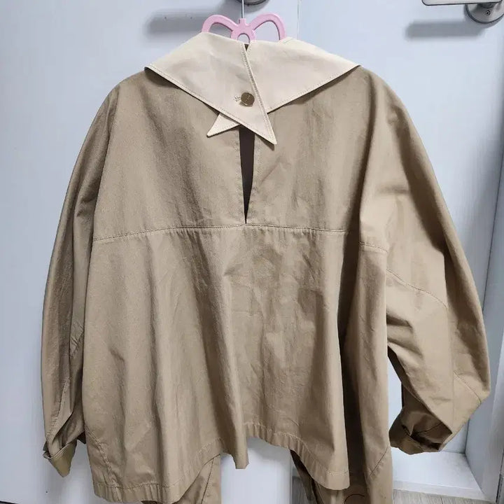 [BUNJANG] System Beige Bomber Jacket / 시스템 카라 배색 봄버 자켓 베이지