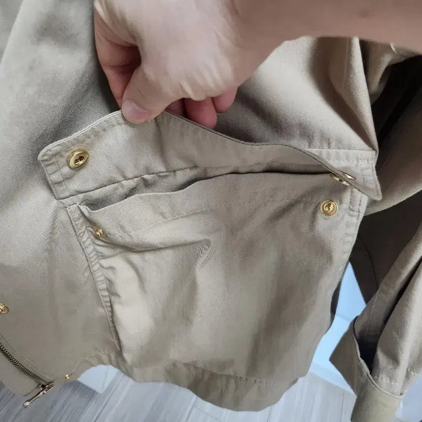 [BUNJANG] System Beige Bomber Jacket / 시스템 카라 배색 봄버 자켓 베이지