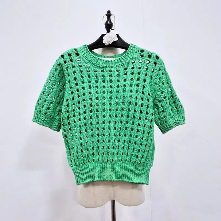 [BUNJANG] MANIERE Punching Short Sleeve Knit / MANIERE 펀칭 반팔 니트
