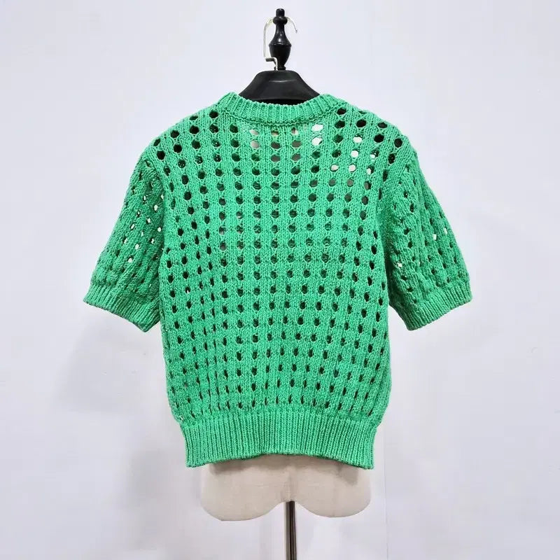 [BUNJANG] MANIERE Punching Short Sleeve Knit / MANIERE 펀칭 반팔 니트
