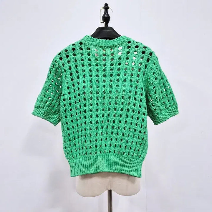 [BUNJANG] MANIERE Punching Short Sleeve Knit / MANIERE 펀칭 반팔 니트
