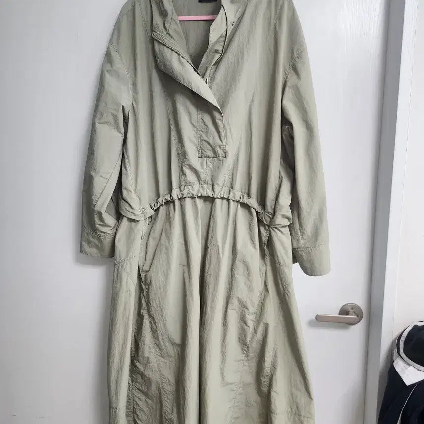 [BUNJANG] System Hooded Long Dress - Khaki / 시스템 후드 롱 원피스 카키
