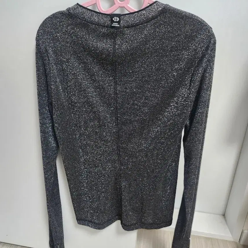[BUNJANG] Lucky Chouette Black Glitter Long Sleeve T-shirt (M) / 럭키슈에뜨 블랙 글리터 긴팔 티셔츠 M