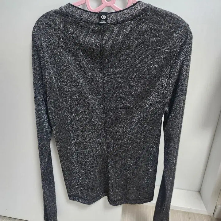 [BUNJANG] Lucky Chouette Black Glitter Long Sleeve T-shirt (M) / 럭키슈에뜨 블랙 글리터 긴팔 티셔츠 M