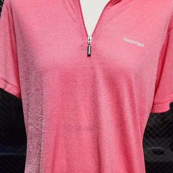 [BUNJANG] Slazenger Pink Half-Zip Functional Short-Sleeve T-shirt / 슬레진저 핑크 반집업 기능성 반팔티