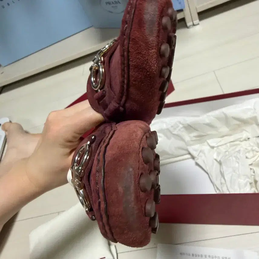 [BUNJANG] Ferragamo Berra Driving Shoes Wine 5.5D / 페라가모 여성 berra 드라이빙 슈즈 와인 5.5D